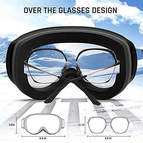 TOREGE Ski Goggles Anti Fog Dual-Layer UV Protection Snowboard Goggles OTG Snow Goggles for Men Women