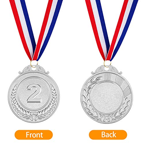 60 Pcs Award Medals 2 Inch Gold Silver Bronze Winner Ribbons for Sports & Events