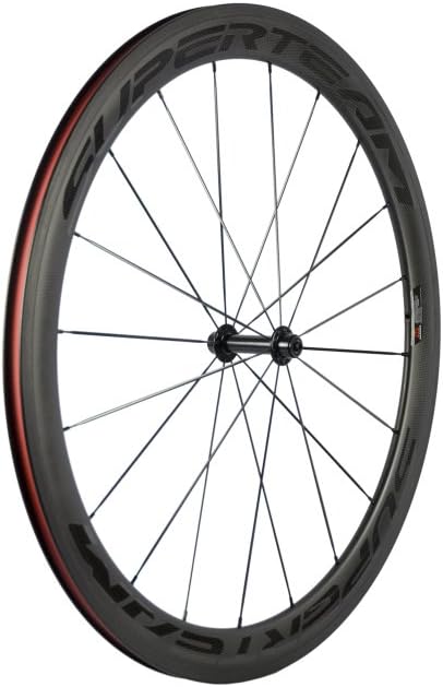 Superteam Carbon Fiber Road Bike Wheels 700C Clincher Wheelset 50mm Matte 23 Width (Transparent Decal)