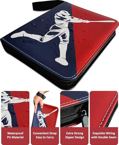 Baseball Card Binder 900 Pockets with 50 Sleeves - Red-Blue Variation