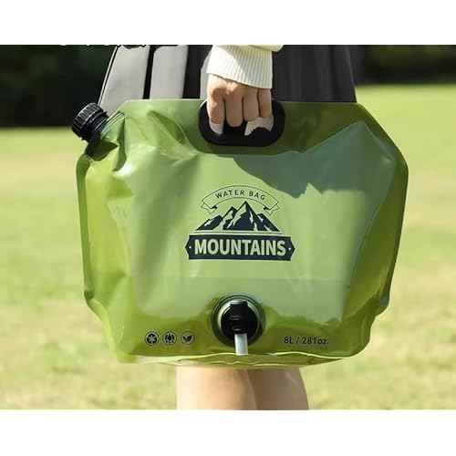 Collapsible 8L Water Storage Bag, BPA-Free Portable Folding Water Jug with Adjustable Faucet, Leakproof Emergency Water Bag for Camping, Hiking, Riding, Outdoor Sport 1green