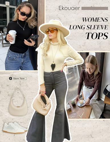 Large Black Thermal Turtleneck Tops for Women Long Sleeve Base Layer