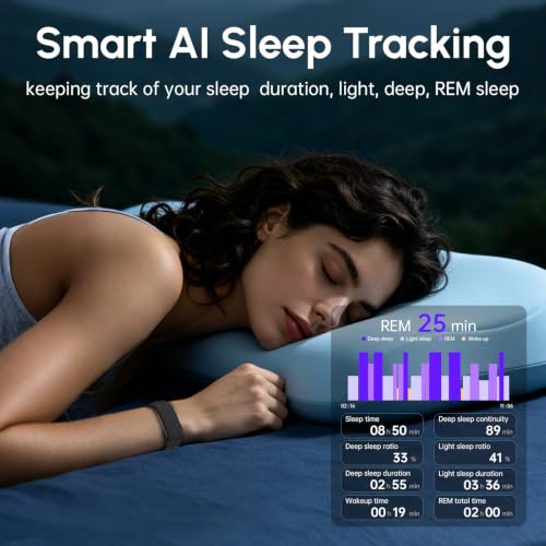 Domhong Black Screenless Fitness Smart Bracelet, 24/7 Sleep & Health Tracker