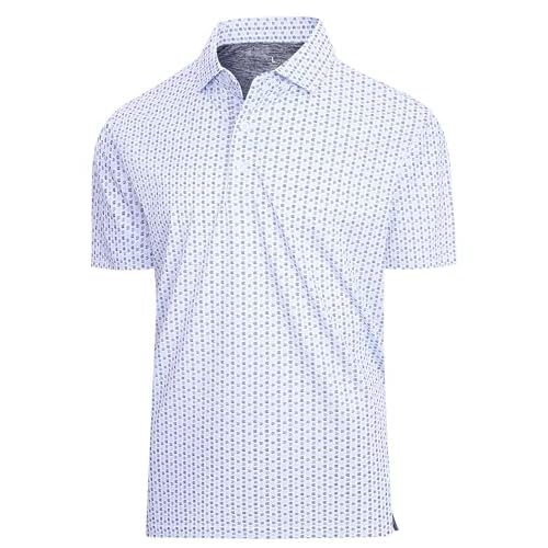 SAMERM Mens Golf Shirts Short Sleeve Dry Fit Performance Moisture Wicking Print Sport Polo Shirts for Men Casual