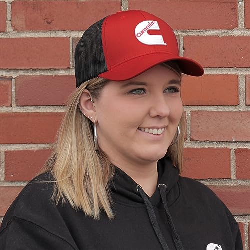 Red Trucker Hat Mens and Womens Mesh Back Baseball Cap with Snapback Closure