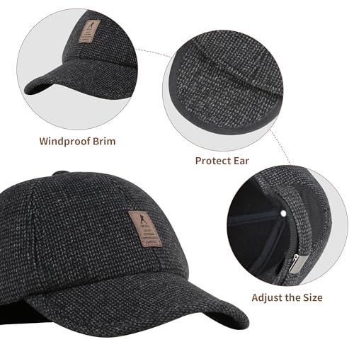 Men's Winter Outdoor Golf Hat Black Cotton - Sport Baseball Dad Cap