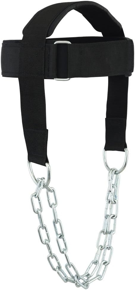 MRX BOXING & FITNESS Weight Lifting Head Harness Padded With Adjustable Strap Neck Exercise GYM Heavy Duty Metal Chain