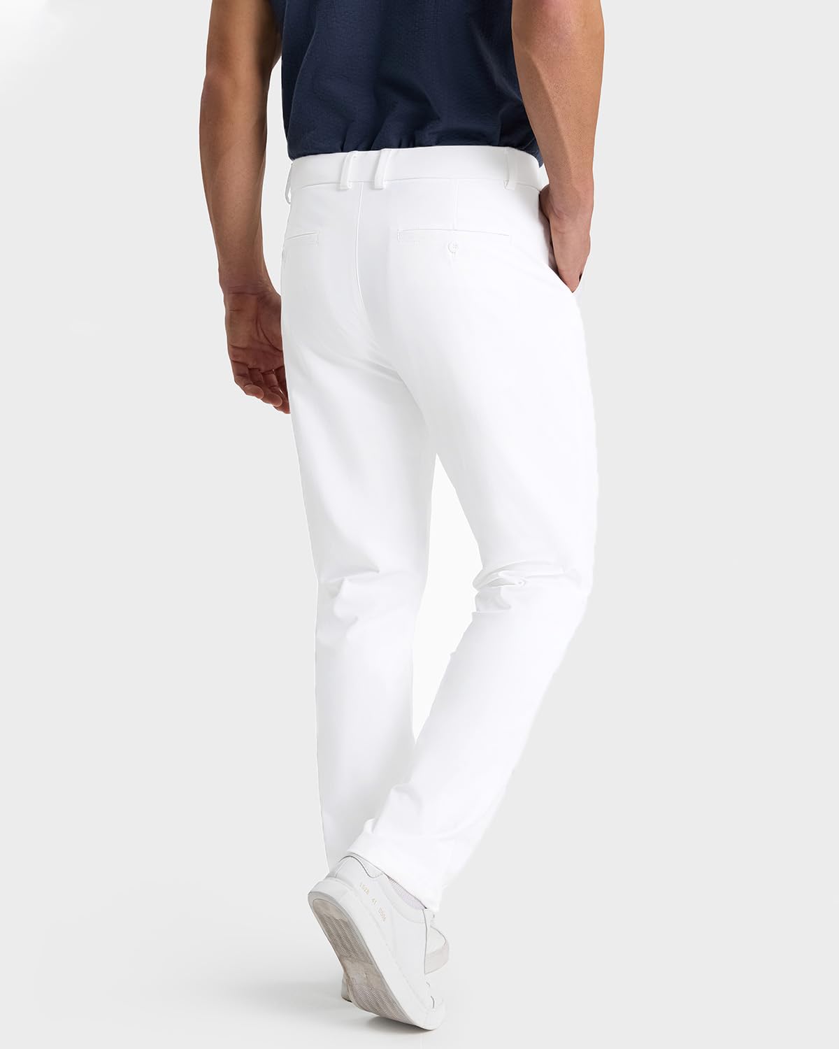 SNOWTEN Mens Slacks for Men, Classic Fit Golf Pants for Men, Stretch Dress Pants Men 32" Quick Dry Lightweight, Pockets Pure White 34w × 32L