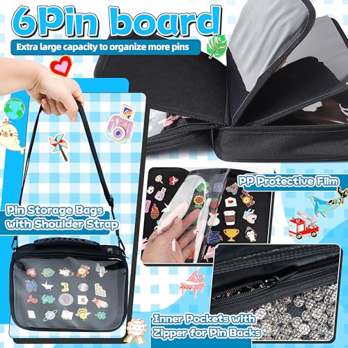 Pin Display Book for Trading Pins with Shoulder Straps and Clear Cover