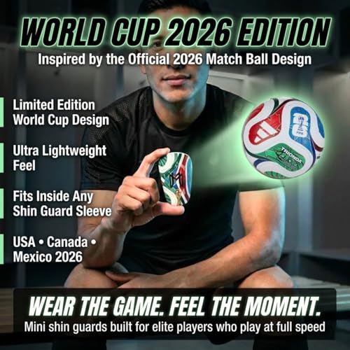 Mini Shin Guards for Soccer - Tiny Shin Pads Men Women Teens - World Cup Variation