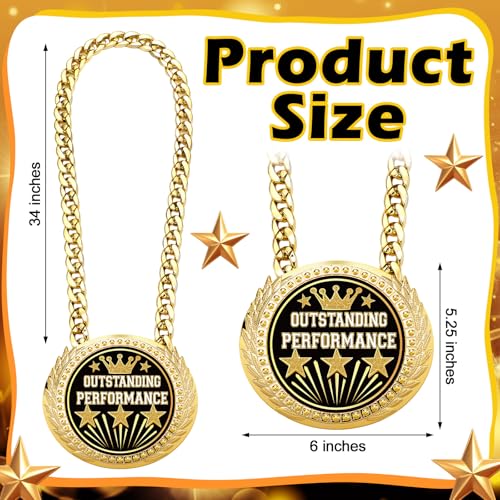 Large Gold Award Medal 6" Trophy with Chain - Outstanding Performance Variation