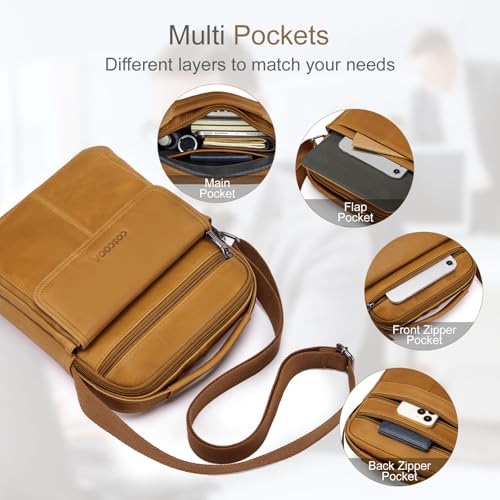 Brown Leather Men’s Shoulder Bag Crossbody Purse Messenger Satchel