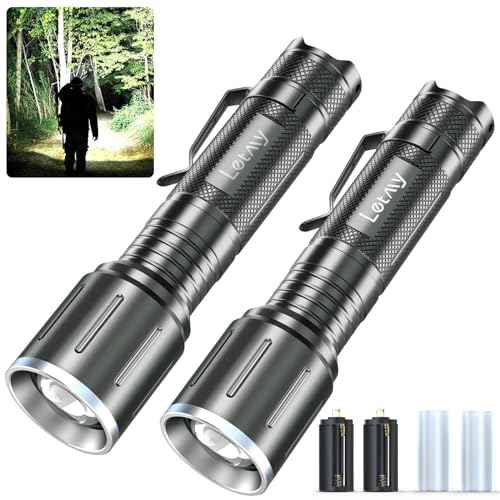LETMY LED Flashlight 2 Pack - Super Bright Tactical Flashlights High Lumens - Zoomable, 5 Modes Flash Light, Waterproof Powerful Flashlights for Hurricane Home Emergency Camping Outdoor