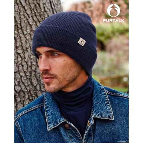 FURTALK Double-Layer Beanie for Men Women, Ultra Soft Stretchy Knit Winter Hat Unisex Cold Weather Beanie Hat