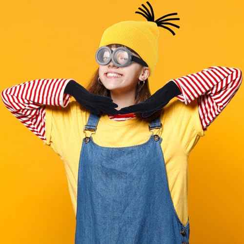 Halloween Costumes Accessories Steampunk Goggles Yellow Beanie Hat Striped Scarf Black Gloves Adult Cosplay Supplies