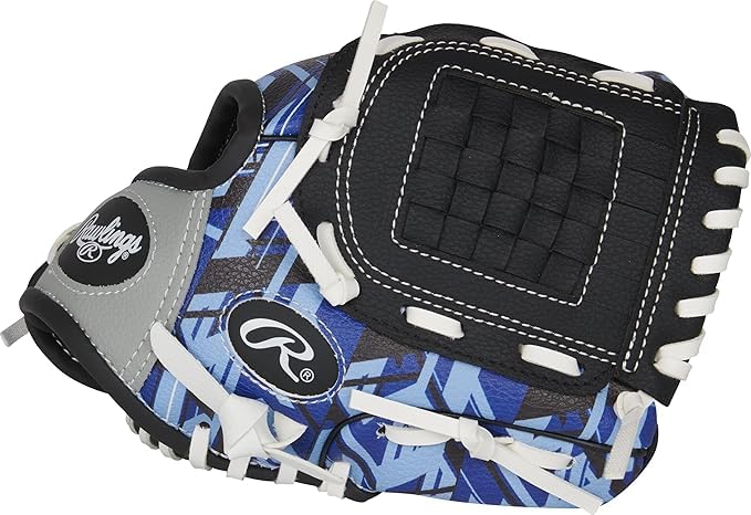 Youth Baseball Glove 9 Inch Left Hand Throw Neon Blue Kids T-Ball & Softball