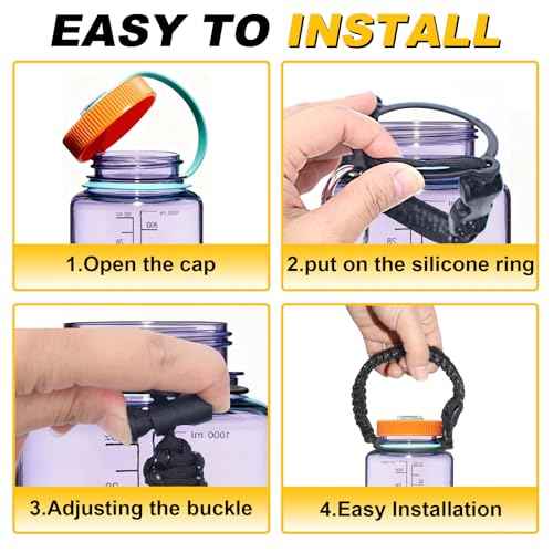 Strap Compatible with Nalgene Water Bottles 32oz 48oz 20oz 16oz Wide Mouth,Durable and Easy-Carry Cap Strap Compatible with Nalgene Accessories,2PCS,Black