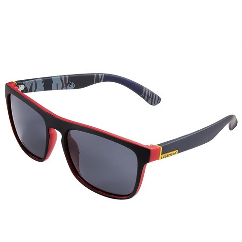 XYSRXWY Polarized Sunglasses for Men Women, UV400 Protection Classic Sunglasses Ideal for Driving Cycling and Running (Black &Red Frame - Black)