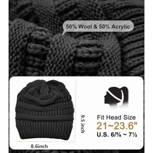 Cable Knit Slouchy Beanie for Women, Wool Winter Warm Womens Beanies, Trendy Oversized Slouch Hat Skull Ski Cap Hats