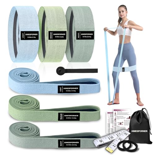 Resistance Bands Set for Workout - Blue & Green Fabric Loop Bands, 9 pcs