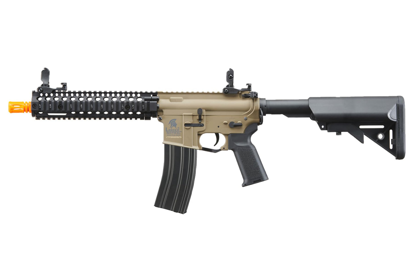Lancer Tactical Gen 2 Raider Durable M4 Airsoft Gun w/Steel Front Rail, Grip & High Speed Mid Mag- 9.6v Nimh 1600 mAh Battery, Charger, and 1000 Rounds 0.20g BBS Included (Two-Tone)