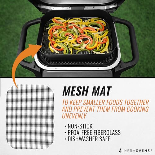 Reusable Grill Liner Accessories for Ninja Woodfire Crisper Basket - Non-Stick & Dishwasher Safe, Set of Reusable Mesh Mats & Bakeware