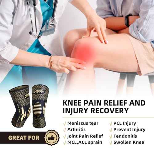 Lusenone Copper Knee Braces for Knee Pain Women & Men - Best Knee Compression Sleeve for Arthritis, ACL, Meniscus Tear, Joint Pain Relief, Best knee Support for Running,Weightlifting,Working Out