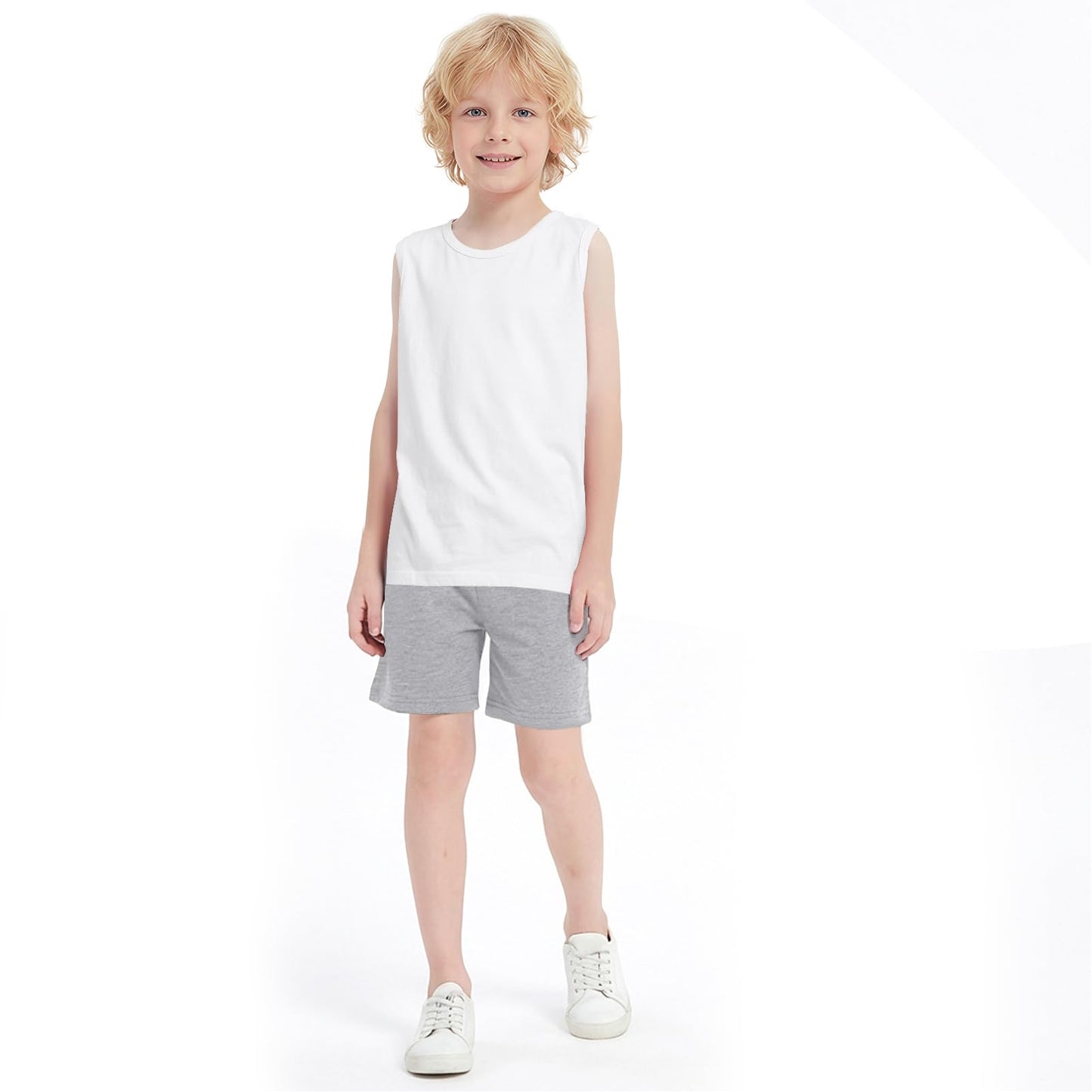 Fulmenax 4 Pack Boys/Toddler French Terry Cotton Shorts with Drawstring for Kids Summer Athletic Casual Short Elastic Waist