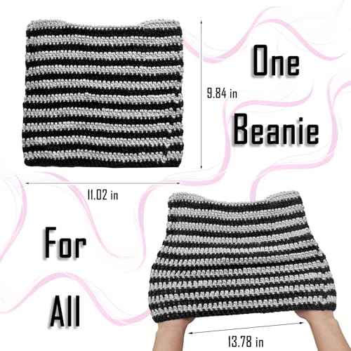 Y2K Beanie for Women Crochet Hat with Cat Ear Cute Fox Hat Vintage Grunge Accessories Knit Cap Slouchy Beanie