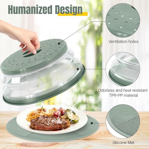 Microwave Splatter Cover with Silicone Trivet and Food Cover - Multi-use Kitchen Protector