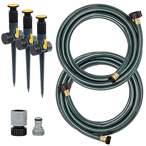 Multi-Adjustable Garden Watering Set with 3 Sprinklers & 2 Hoses – Covers 1800 sq ft