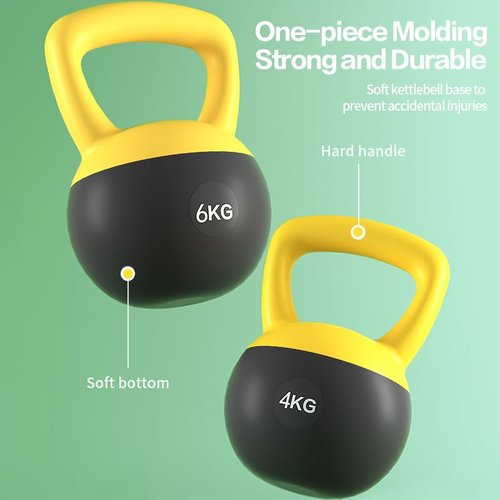 Soft Kettlebell 5lb 10lb 20lb, Strength Training Kettlebells for Womens, Kettle Bell with Iron Sand Filled, Non-Slip Handle Weights for Home Gym Workout (13.2, Pounds)