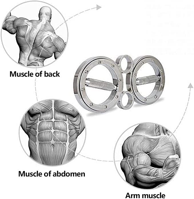 FIITY 8/12 Pounds Multifunctional Hand and Forearm Trainer - Spinning Burn Muscle Training - 360 Degree Rotating Grips – Sliver/Black