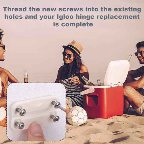 BOXOB 4pcs Cooler Hinges for Igloo, 2.32x1.26 Inch Cooler Plastic Hinges with 16 Screws Cooling Replacement Parts Kit Compatible with Igloo 50-165 Qt