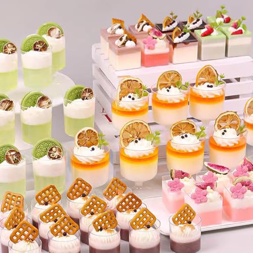 Mini Plastic Dessert Cups with Spoons 5 OZ Goblet Set - 120 Pack