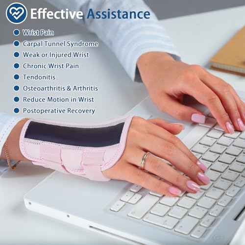 Wrist Brace for Carpal Tunnel Night Support with 2 POM Stays, Wrist Splints Left/Right Hand Stabilizer Adjustable Wrist Support for Tendonitis Arthritis Pain Relief (Rosepink-Right, M)