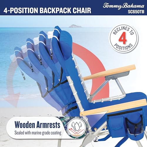 Tommy Bahama Hi-Boy 17" Seat Height 4-Position Lace-Up Suspension Folding Beach Backpack Chair, 2-Pack, Stripe