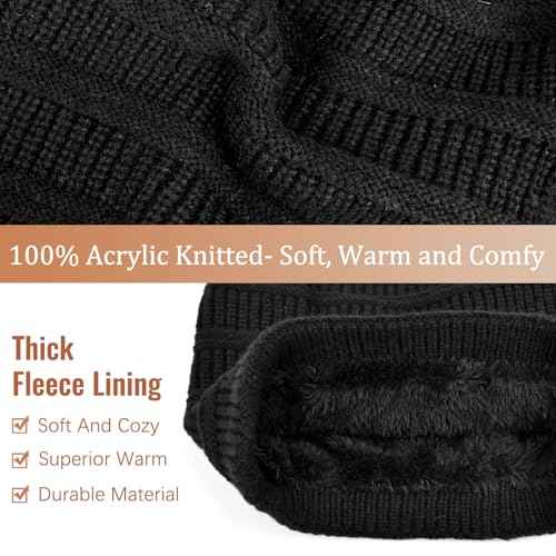 ZOORON Slouchy Beanies Hats for Men Women Cable Knit Winter Hats Chunky Beanie Skull Warm Cap