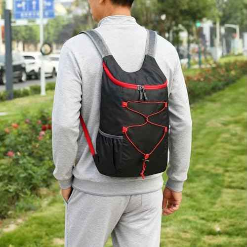 Lightweight and Thin Foldable Backpack, Climbing Bag, Hiking Daypack,15L Waterproof Travel Packable Rucksack (Black)