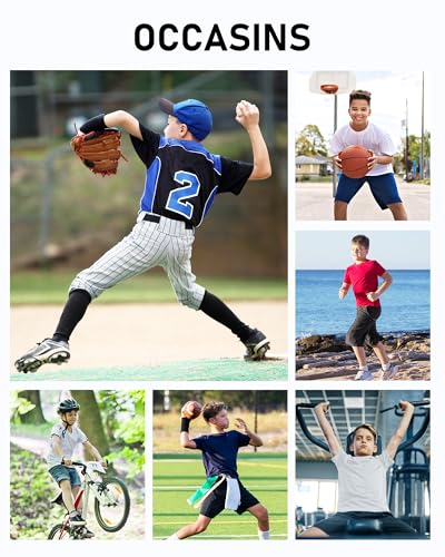 Blueleaf Boys Compression Shirt 3 Pack Short Sleeve Youth Athletic Undershirt - Black, White, Navy, Large