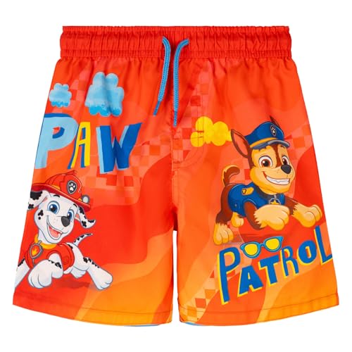 Paw Patrol Boys' Microfiber Swim Trunks 3T Orange Chase Marshall
