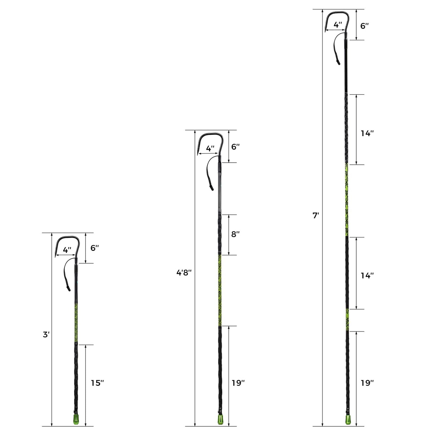 FISHAPPY Fishing Gaff Saltwater Fish Gaff with 4-Inch Stainless Steel Fishing Hook Solid Fiberglass Fishing Gaff 3'/ 4'8''/ 7' (4-Feet 8-Inch)