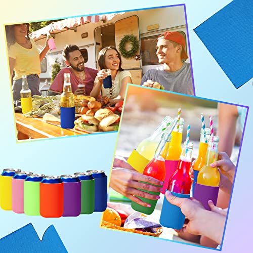 100 Pack Insulated Drink Cooler Sleeves - Simple Style, Vivid Colors, Reusable Collapsible Beer Can & Bottle Coolers