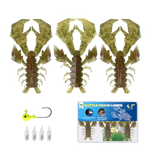 Bass Fishing Lures with Removable Rattles - Crawfish Soft Baits Kit