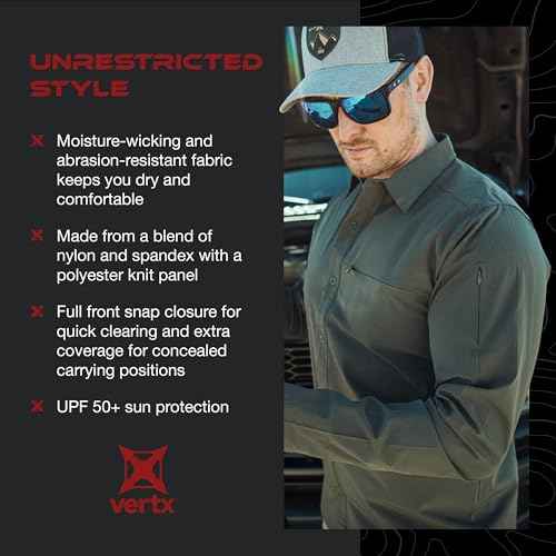 Vertx Expedition Men's Long Sleeve Shirt, Tactical, CCW Compatible, with Sun Protection