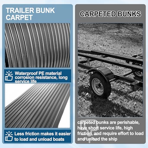 PE Boat Trailer Bunk Wrap Kit 16ft - 1.5 x 4in Waterproof Synthetic Roll with Screws & Straps