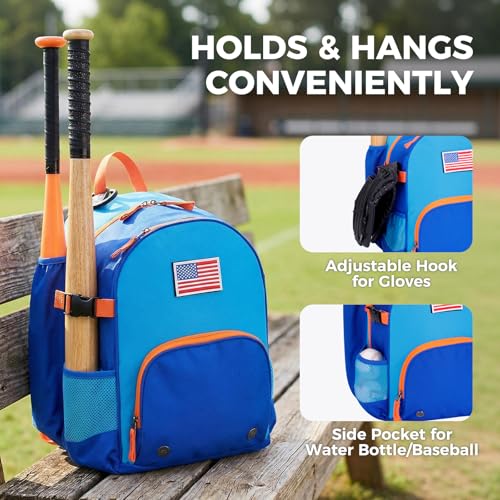 Choco Mocha TBall Bag for Toddler Kids with Bat Holder - Blue Variation