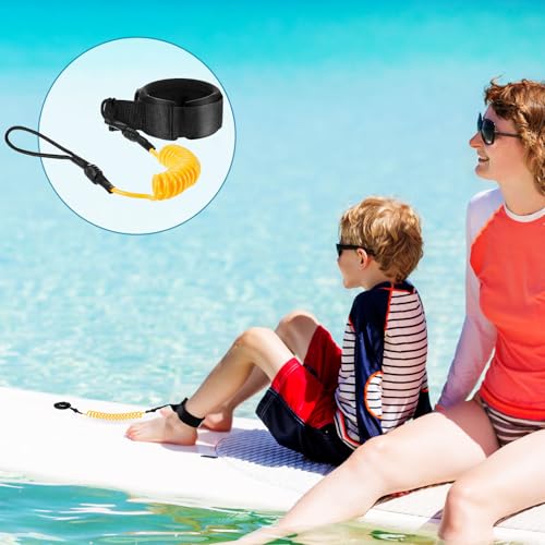 2 Pack Surfboard Leash Coiled Rope for Paddle Boards - Yellow
