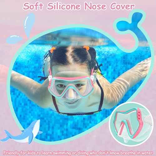 Kids Swim Goggles With Nose Cover for Youth 8-15 Anti-fog HD Vision Pool Glasses Water Swimming Goggles