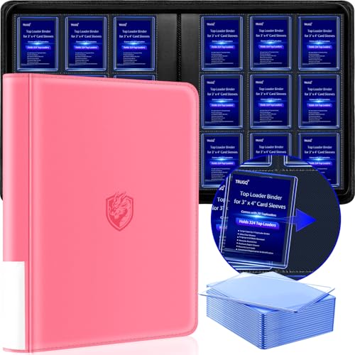 Pink Toploader Card Binder Holds 324 Cards with 20 Bonus Holders